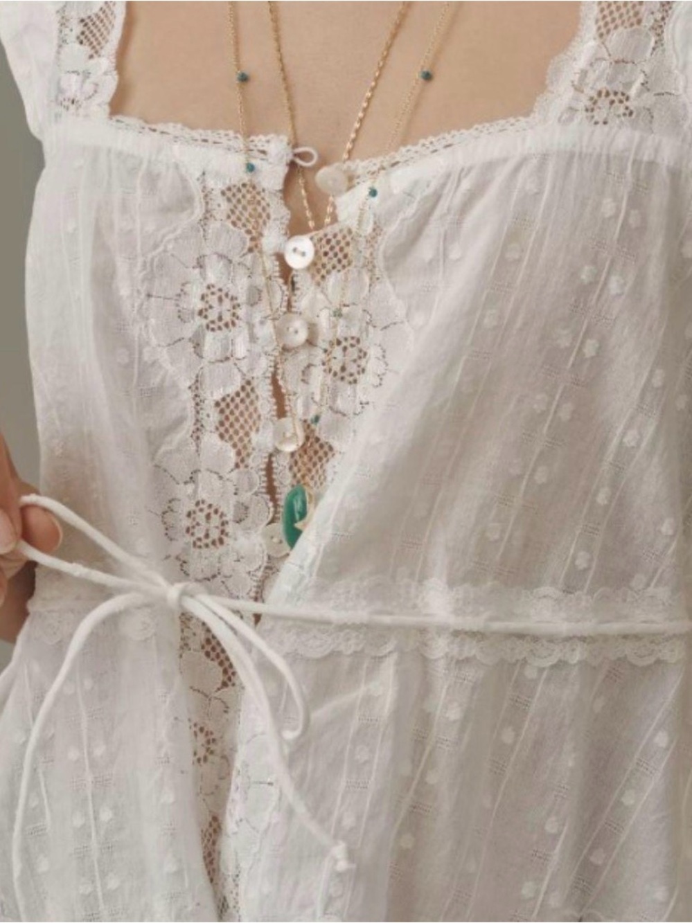 Anthropologie Rahi White Lace Trim Cotton Top with Front Buttons